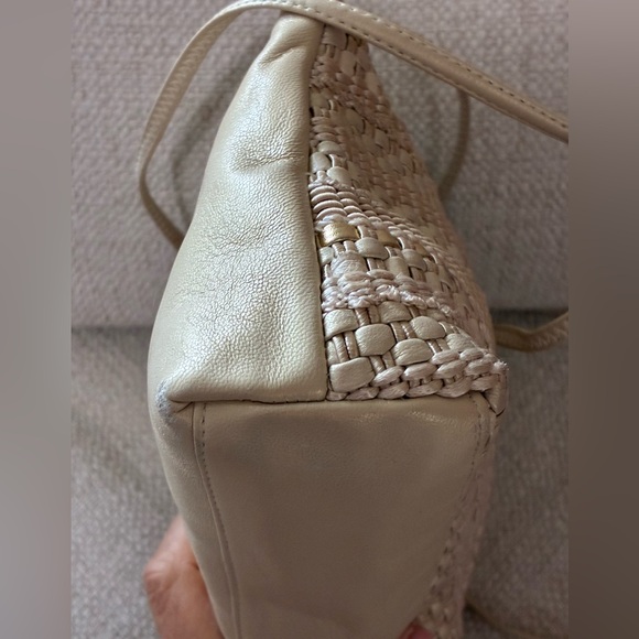 Vintage 1980s Sharif Gold & off whiteMetallic Woven LeatherShoulder Bag - Picture 10 of 16